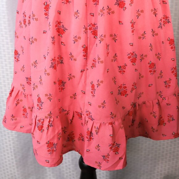 Byinns size M raspberry color floral ruched bodice flutter sleeve dress - NWT - Picture 9 of 16